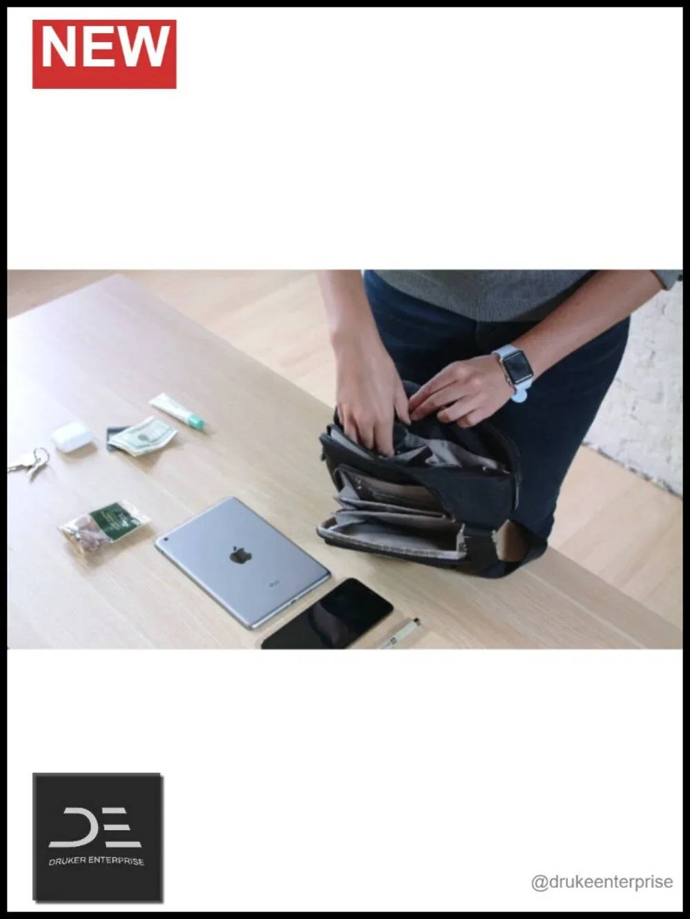 Lightweight Nylon Crossbody Bag with Wallet Organization, Adjustable Strap - Picture 6 of 6